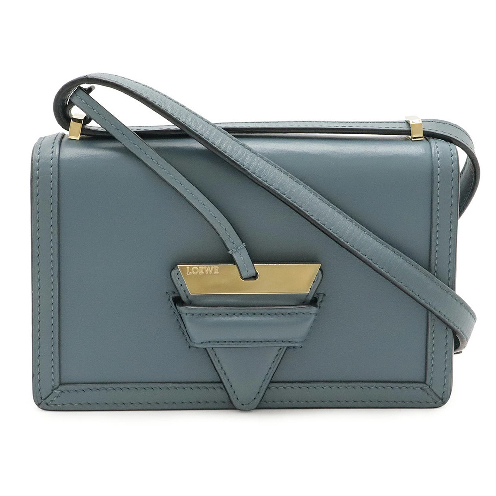 Loewe Barcelona Crossbody Bag Clutch Leather Blue Gray